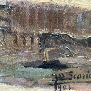 Jean-Baptiste Scoriel Landschap langs de Samber - Namen ? hst 50x70 cm