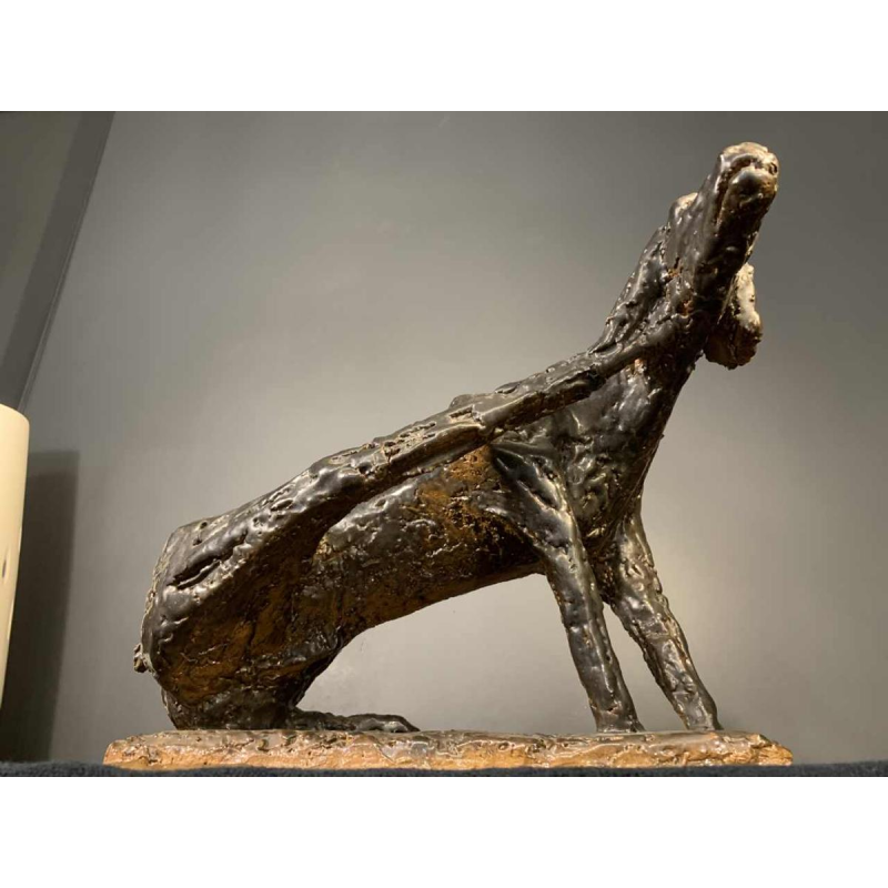 MARIO PERUGGINI, Geglazuurd Steengoed Dierlijke Hond, Sculptuur, Uniek Stuk