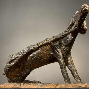 MARIO PERUGGINI, Glazed Stoneware Dog animal sculpture, Unique Piece, 1960s