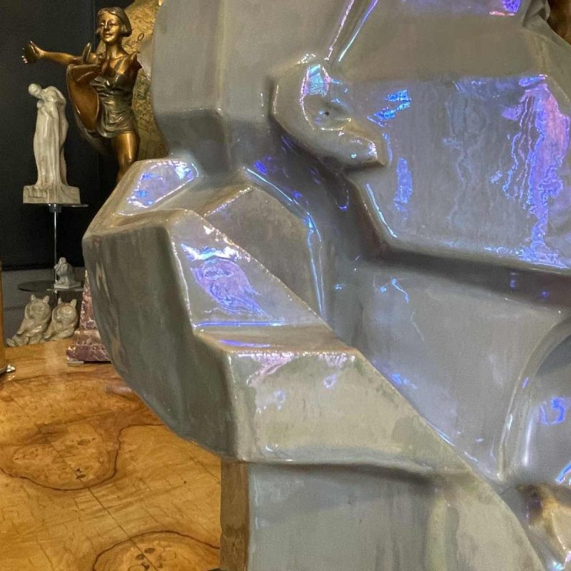 ANGELO HECQ pour HELMAN "Pierrot" sculpture cubiste, céramique grès irisé 1932