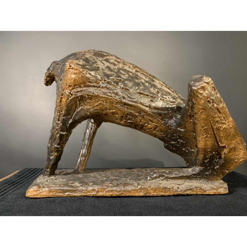 MARIO PERUGGINI, Glazed Stoneware Dog animal sculpture, Unique Piece, 1960s