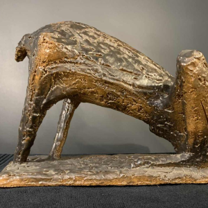 MARIO PERUGGINI, Glazed Stoneware Dog animal sculpture, Unique Piece, 1960s