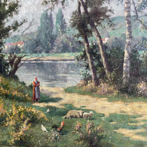 Albert DANDOY (1885-1977): levendig impressionistisch Mosanlandschap uit 1915