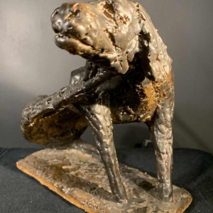 MARIO PERUGGINI, Geglazuurd Steengoed Dierlijke Hond, Sculptuur, Uniek Stuk