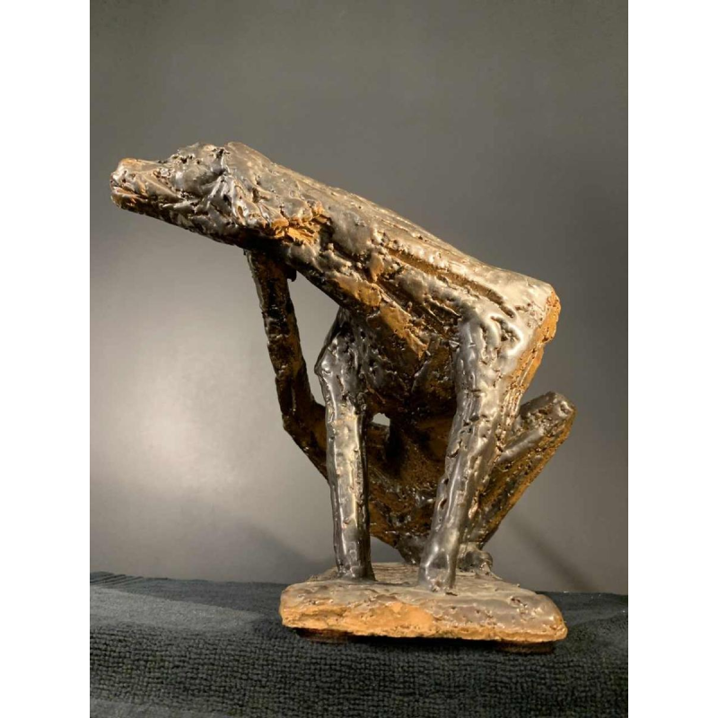 MARIO PERUGGINI, Geglazuurd Steengoed Dierlijke Hond, Sculptuur, Uniek Stuk