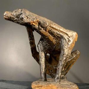 MARIO PERUGGINI, Geglazuurd Steengoed Dierlijke Hond, Sculptuur, Uniek Stuk