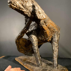 MARIO PERUGGINI, Sculpture animalière Chien, Grès émaillé, Pièce Unique