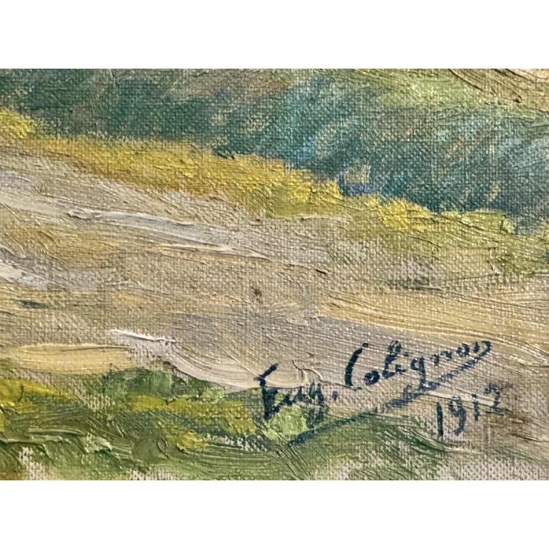 Eugène COLIGNON « paysage champêtre en namurois » peinture huile sur toile