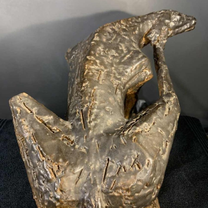 MARIO PERUGGINI, Glazed Stoneware Dog animal sculpture, Unique Piece, 1960s