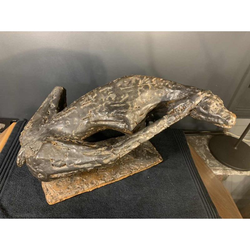 MARIO PERUGGINI, Geglazuurd Steengoed Dierlijke Hond, Sculptuur, Uniek Stuk