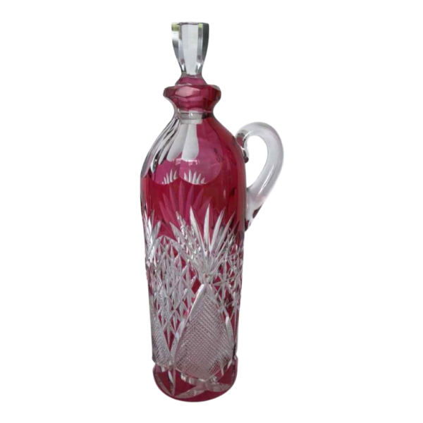 Val-Saint-Lambert, liqueur bottle / carafe, cut red double-cut crystal, 1908