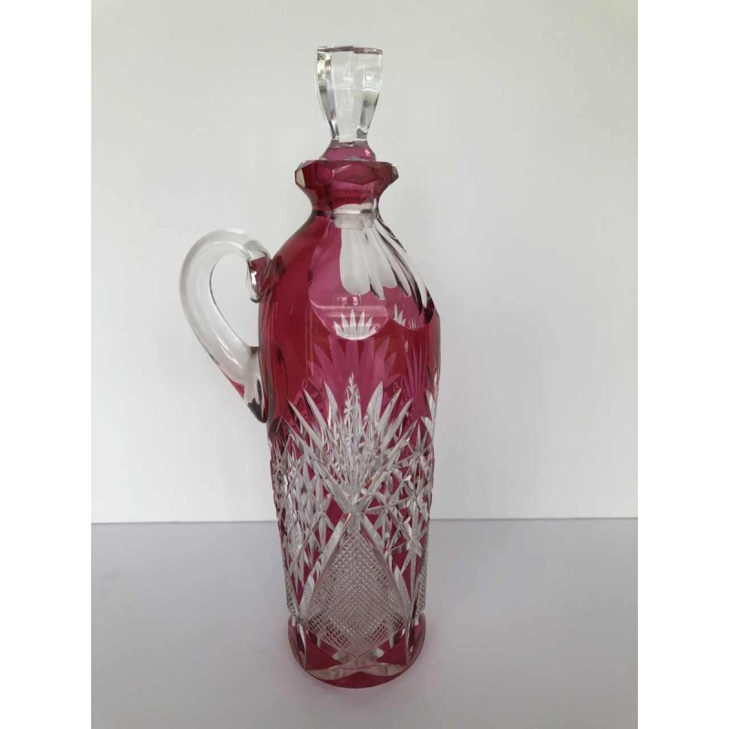 Val-Saint-Lambert, liqueur bottle / carafe, cut red double-cut crystal, 1908
