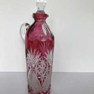 Val-Saint-Lambert, flacon / carafe à liqueur, cristal doublé taillé rouge, 1908
