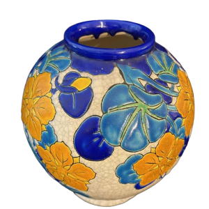 Boch Keramis, Art Deco cloisonné enamelled ceramic vase, Charles Catteau workshop D2762, 1930s