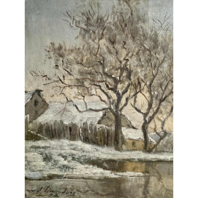 Auguste DANDOY "Winter Mosanlandschap" schilderij olieverf op doek