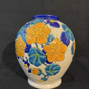 Boch Keramis, Art Deco cloisonné enamelled ceramic vase, Charles Catteau workshop D2762, 1930s