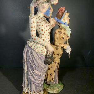 Cacciapuoti Fratelli, 2 impressionist sculptures of elegant women, 1881