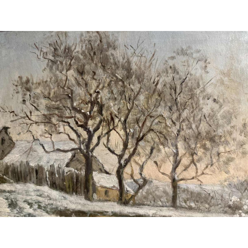 Auguste DANDOY "Winter Mosanlandschap" schilderij olieverf op doek