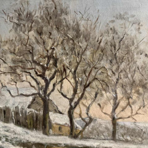 Auguste DANDOY « Paysage mosan sous la neige» peinture huile sur toile