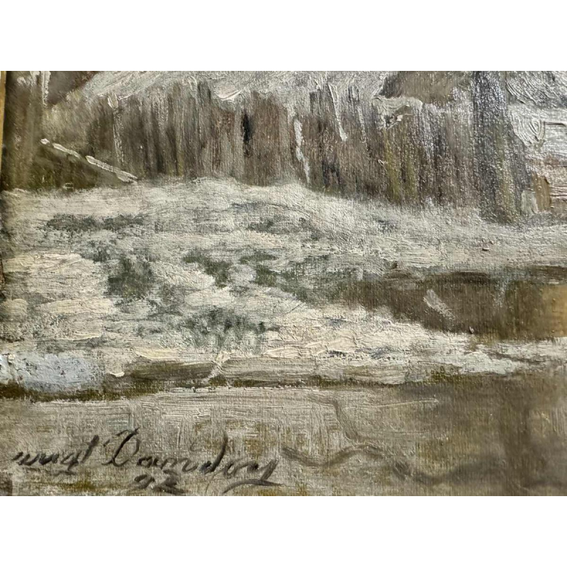 Auguste DANDOY « Paysage mosan sous la neige» peinture huile sur toile