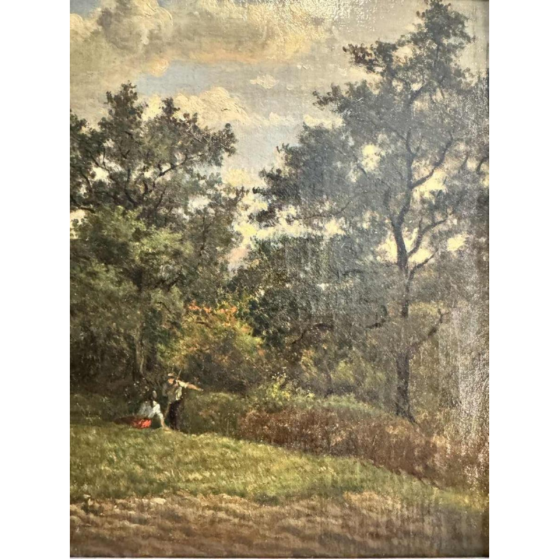 Auguste DANDOY « Paysage mosan animé » peinture huile sur toile