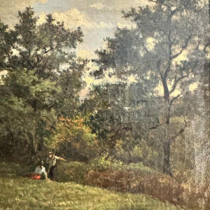 Auguste DANDOY "Bewegend Mosanlandschap" schilderij olieverf op doek