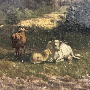 Auguste DANDOY « Paysage mosan animé » peinture huile sur toile