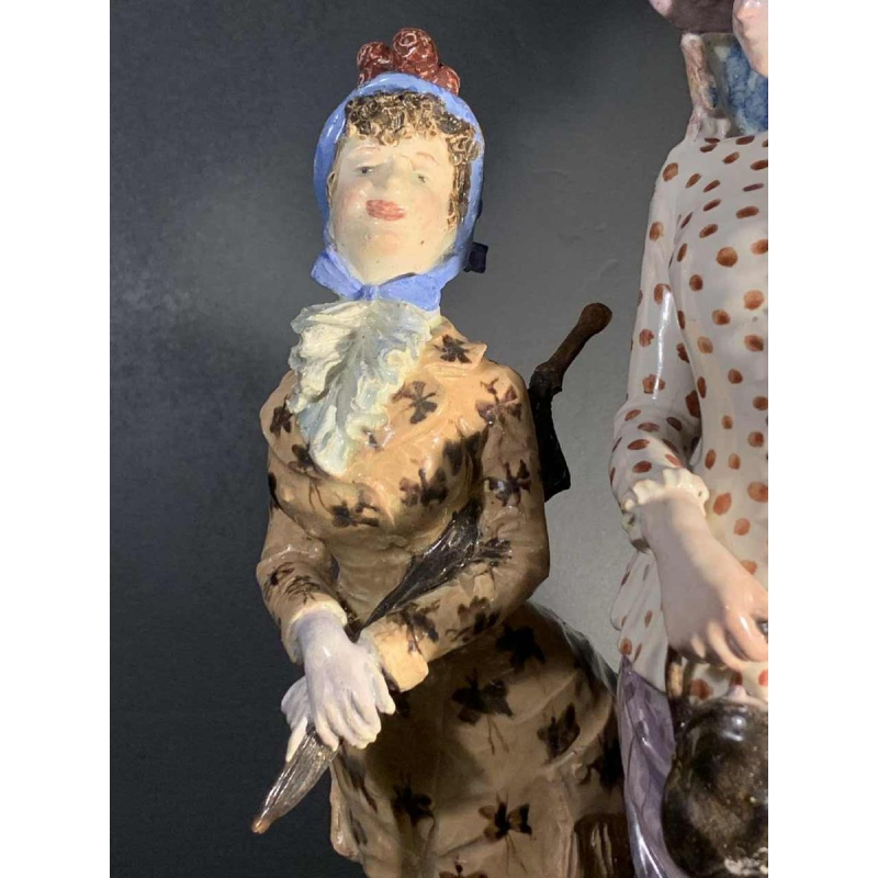 Cacciapuoti Fratelli, 2 impressionist sculptures of elegant women, 1881