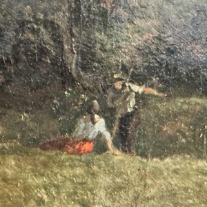 Auguste DANDOY « Paysage mosan animé » peinture huile sur toile