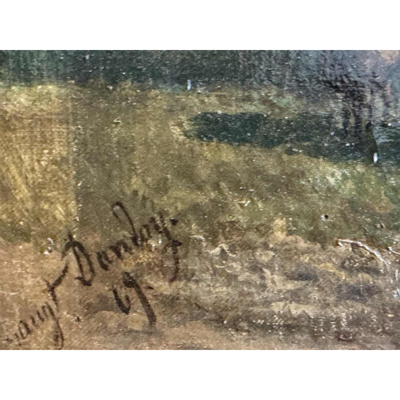 Auguste DANDOY « Paysage mosan animé » peinture huile sur toile