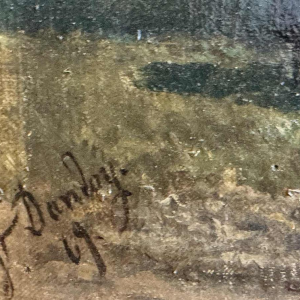 Auguste DANDOY « Paysage mosan animé » peinture huile sur toile