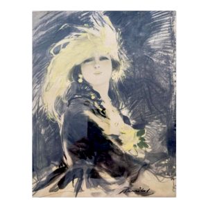 William Barribal pour Odhams London "The Prima Donna', élégante au chapeau, lithogravure Art Déco, ca 1920