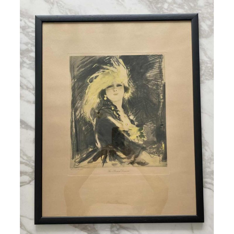 William Barribal for Odhams London The Prima Donna, elegant woman with hat, Art Deco lithograph, ca 1920