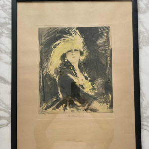 William Barribal for Odhams London The Prima Donna, elegant woman with hat, Art Deco lithograph, ca 1920