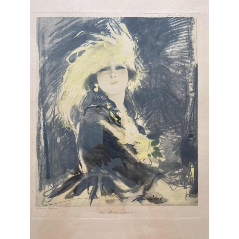 William Barribal voor Odhams London 'De Prima Donna', elegante vrouw met hoed, Art Deco litho, ca 1920