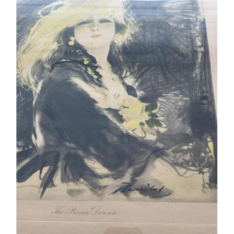 William Barribal pour Odhams London "The Prima Donna', élégante au chapeau, lithogravure Art Déco, ca 1920