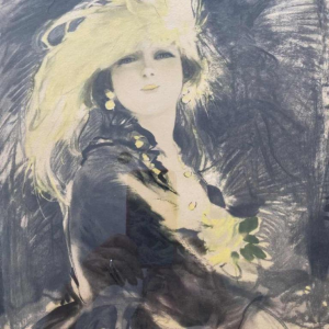 William Barribal for Odhams London The Prima Donna, elegant woman with hat, Art Deco lithograph, ca 1920