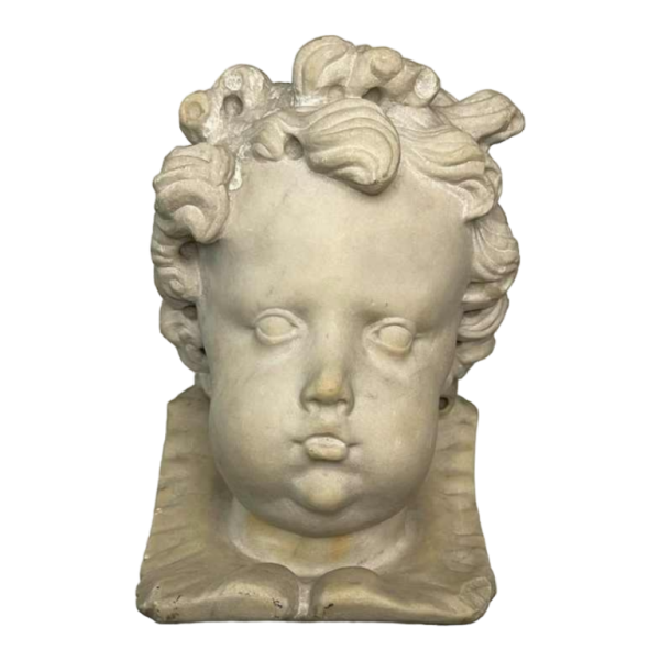 École flamande XVIIe, tête dange, sculpture en marbre, 19ème siècle