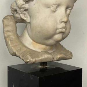 École flamande XVIIe, tête dange, sculpture en marbre, 19ème siècle