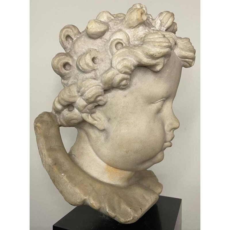 17e eeuw Vlaamse school, hoofd van een engel, marmeren sculptuur, 19e eeuw
