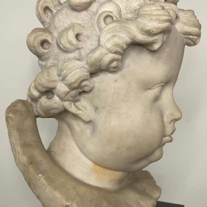 École flamande XVIIe, tête dange, sculpture en marbre, 19ème siècle