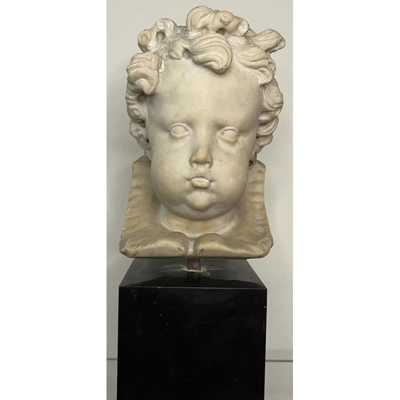 17e eeuw Vlaamse school, hoofd van een engel, marmeren sculptuur, 19e eeuw