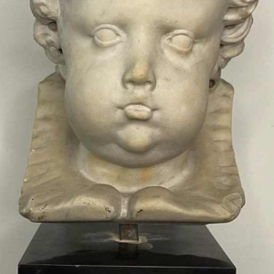 17e eeuw Vlaamse school, hoofd van een engel, marmeren sculptuur, 19e eeuw