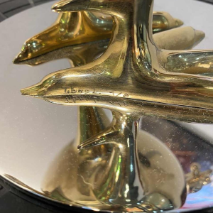 Laszlo Tibay "Coq chantant" sculpture animalière en bronze doré