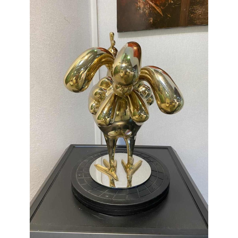 Laszlo Tibay "Coq chantant" sculpture animalière en bronze doré