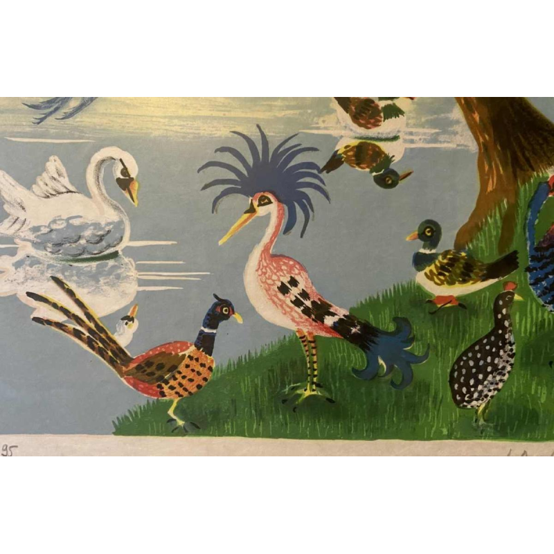 Mady de le Giraudière ‘Birds’ lithograph numbered 74/195