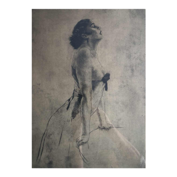 Henri Thomas ‘Cariatide’ lithograph 59/100 showing a woman in profile, ca 1900