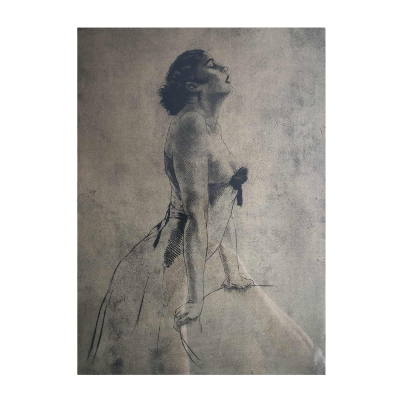 Henri Thomas "Cariatide" lithogravure 59/100 représentant un femme de profil, ca 1900