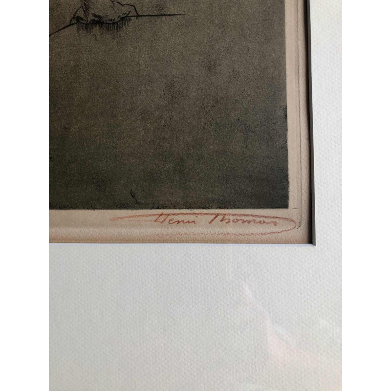 Henri Thomas “Cariatide” litho 59/100 met een vrouw in profiel, ca 1900