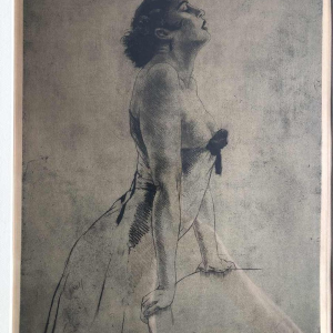 Henri Thomas ‘Cariatide’ lithograph 59/100 showing a woman in profile, ca 1900